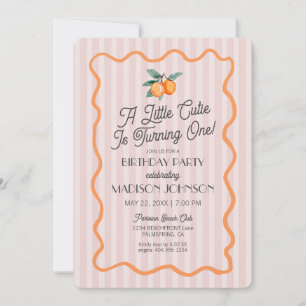 Pink Kleine Süsse Pastellfarben Zitrus Thema Gebur Einladung