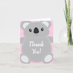 Pink Koala Bear Baby Dusche Dankeskarte