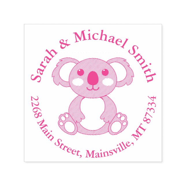 Pink Koala Bear Baby Dusche Permastempel (Design)