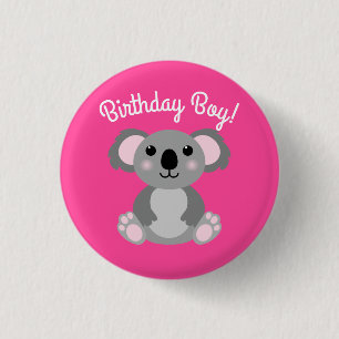 Pink Koala Bear Geburtstagsparty Button