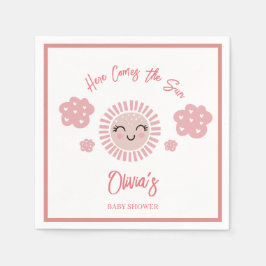 Pink kommt hier zur Sonnenschirm-Girl-Babydusche Serviette