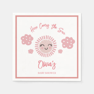 Pink kommt hier zur Sonnenschirm-Girl-Babydusche Serviette