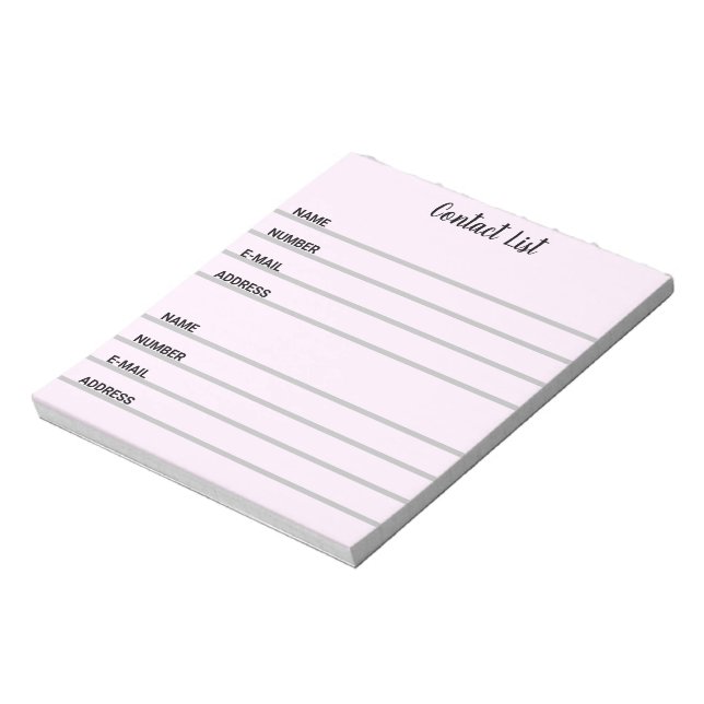 Pink Kontaktliste Notepad Notizblock (Rotiert)
