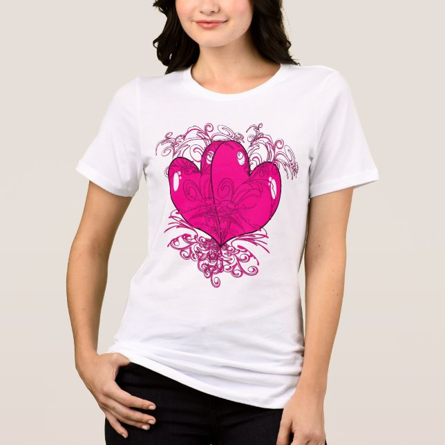 Pink Köstliche Himbeere Niedlich Hearts Tutu Niedl Tri-Blend Shirt (Vorderseite)