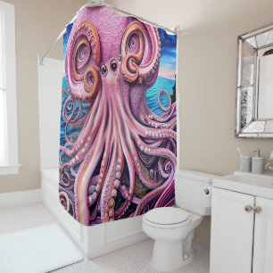 Pink Kraken Octopus Tentacles Duschvorhang