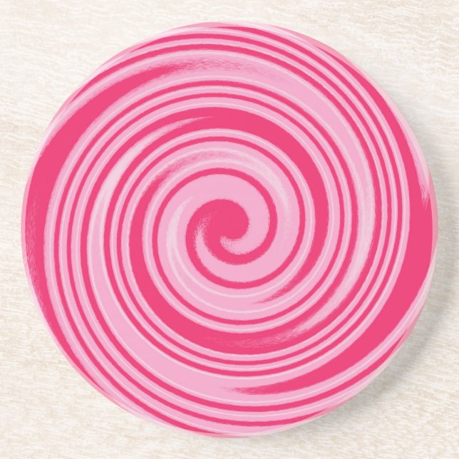 PInk kreisförmiges Drehmuster Untersetzer (Vorne)