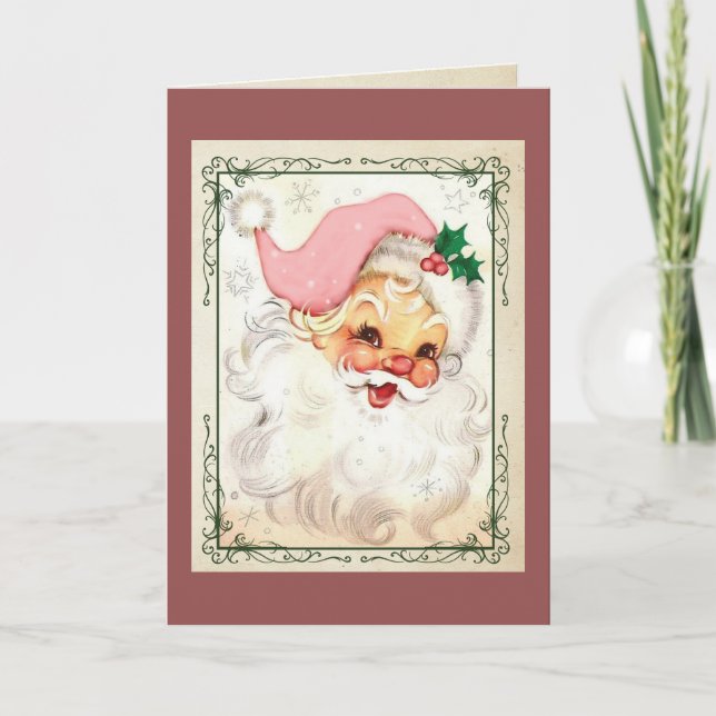 Pink Kringle Weihnachtskarte Feiertagskarte (Vorderseite)