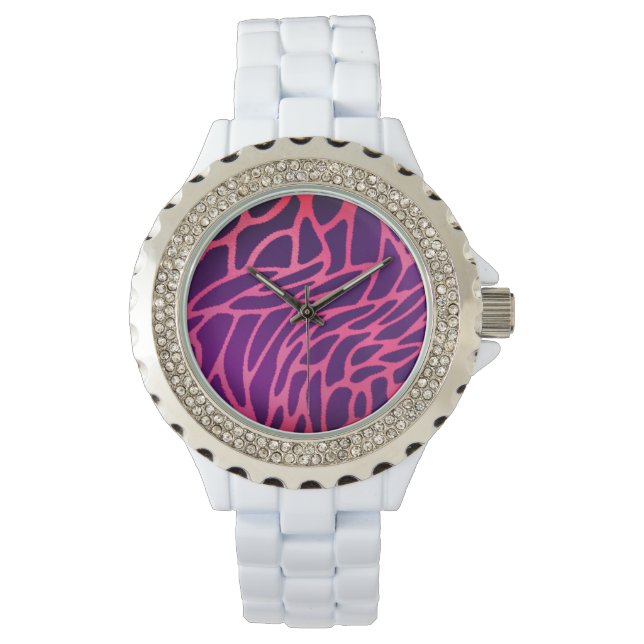 Pink Kristall White Enamel Watch Armbanduhr (Vorderseite)