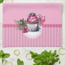 Pink Kuchen mit Blume Küchentücher