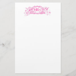 Pink-Kupide und Monogramm Briefpapier