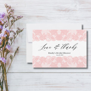 Pink Lace Brautparty Danke Karte