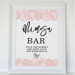 Pink Lace Brautparty Mimosa Bar Poster