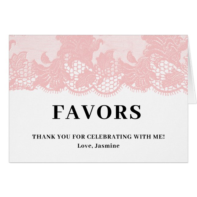 Pink Lace  Favors Paper Tent (Devant Horizontal)