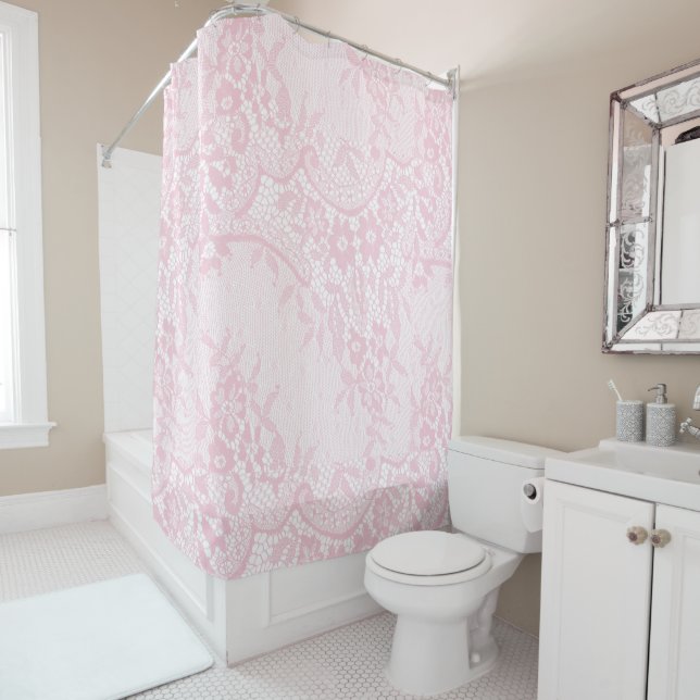 Pink Lace Floral Muster Hübsch Duschvorhang (Beispiel)