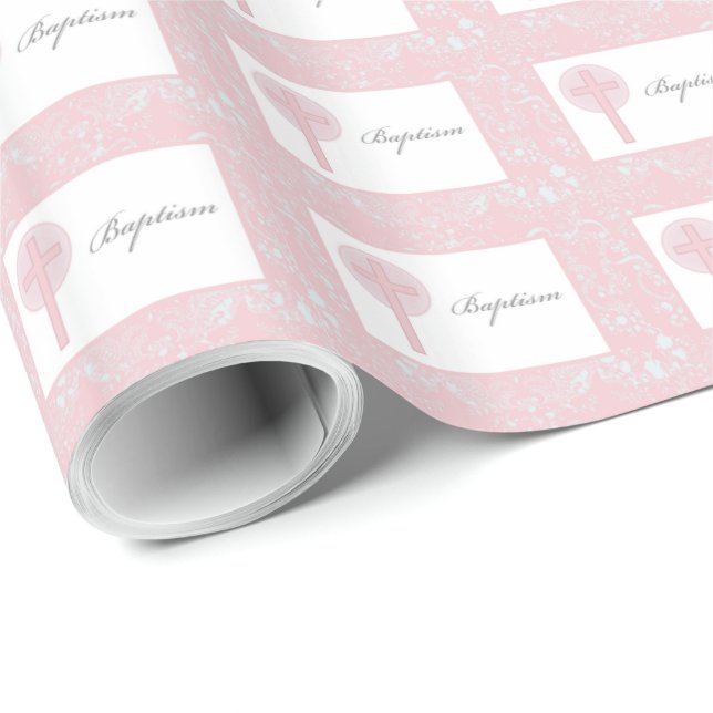 Pink Lace Girl Baptisse Geschenkpapier (Rolleneckpunkt)