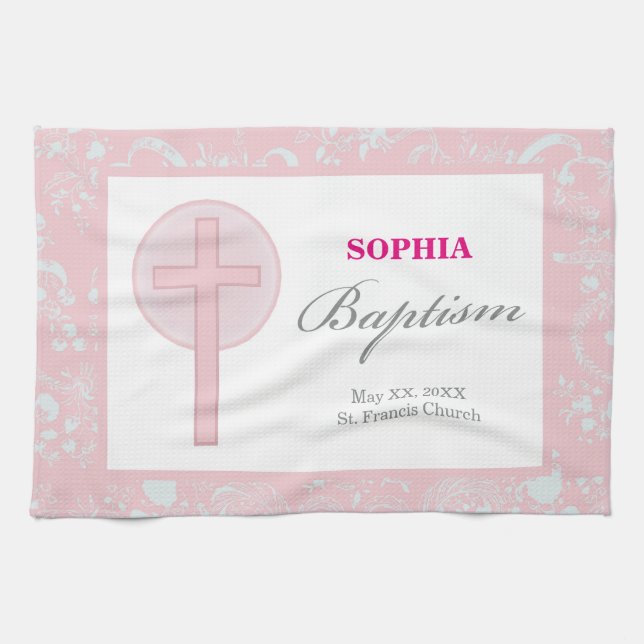 Pink Lace Girl Baptisse Handtuch (Horizontal)