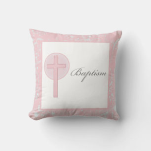 Pink Lace Girl Baptisse Kissen