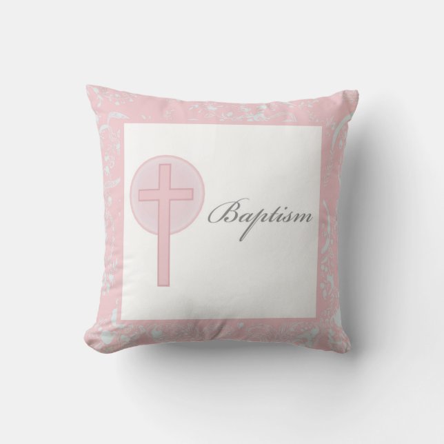 Pink Lace Girl Baptisse Kissen (Vorderseite)
