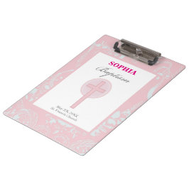 Pink Lace Girl Baptisse Klemmbrett