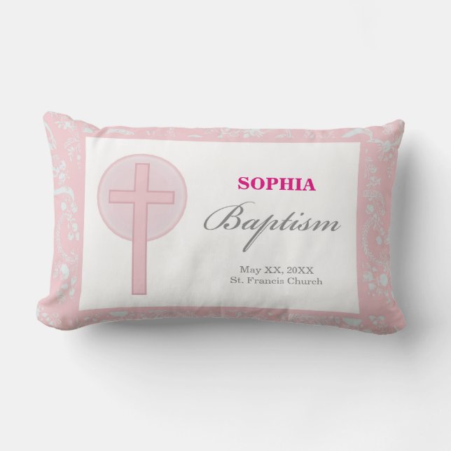 Pink Lace Girl Baptisse Lendenkissen (Vorderseite)