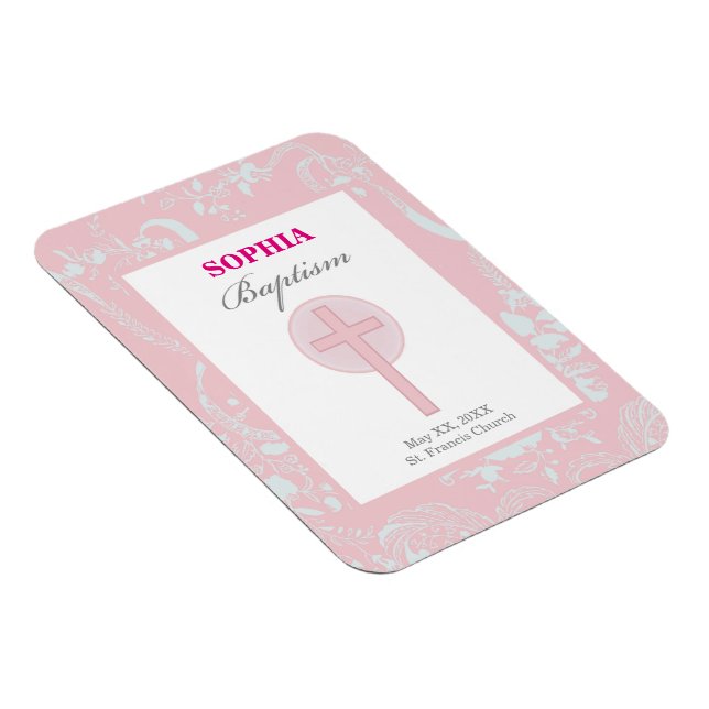 Pink Lace Girl Baptisse Magnet (Rechte Seite)