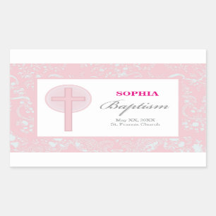 Pink Lace Girl Baptisse Rechteckiger Aufkleber