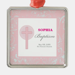 Pink Lace Girl Baptisse Silbernes Ornament