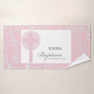 Pink Lace Girl Taufe Personalisiert Badehandtuch