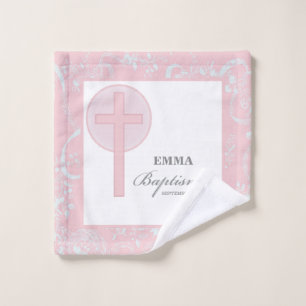 Pink Lace Girl Taufe Personalisiert Waschlappen