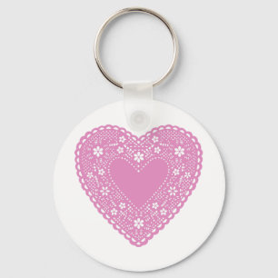 Pink Lace Heart Schlüsselanhänger