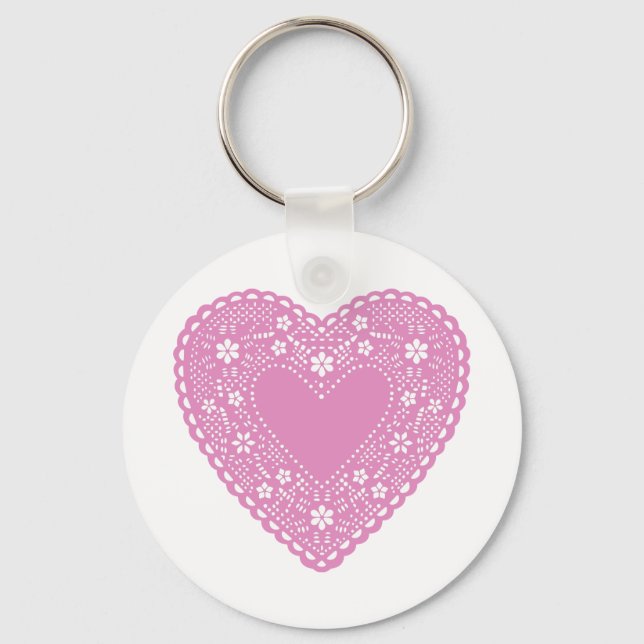Pink Lace Heart Schlüsselanhänger (Vorderseite)