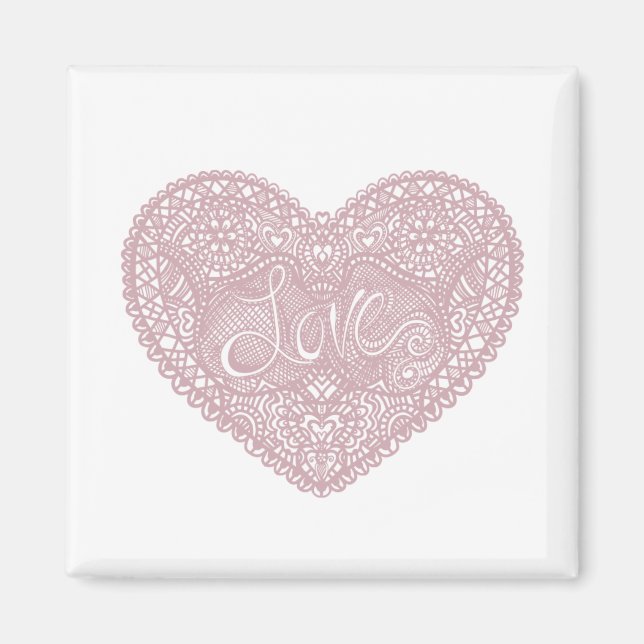 Pink Lace Inspirational Romantische Liebe Herz Magnet (Vorne)