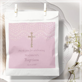 Pink Lace Taufe Vielen Dank für Ihre Unterstützung Geschenktütchen
