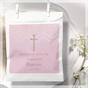 Pink Lace Taufe Vielen Dank für Ihre Unterstützung Geschenktütchen