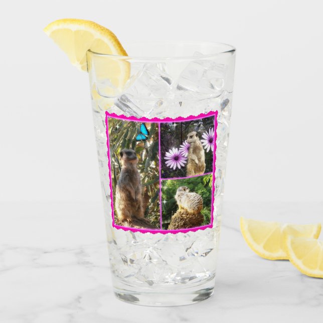 Pink Lacy Meerkat Collarge Glas (Vorderseite Ice)