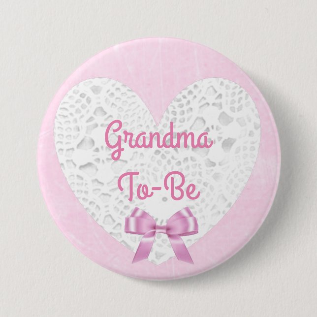 Pink Lacy Oma zum Baby-Duschknopf Button (Vorderseite)