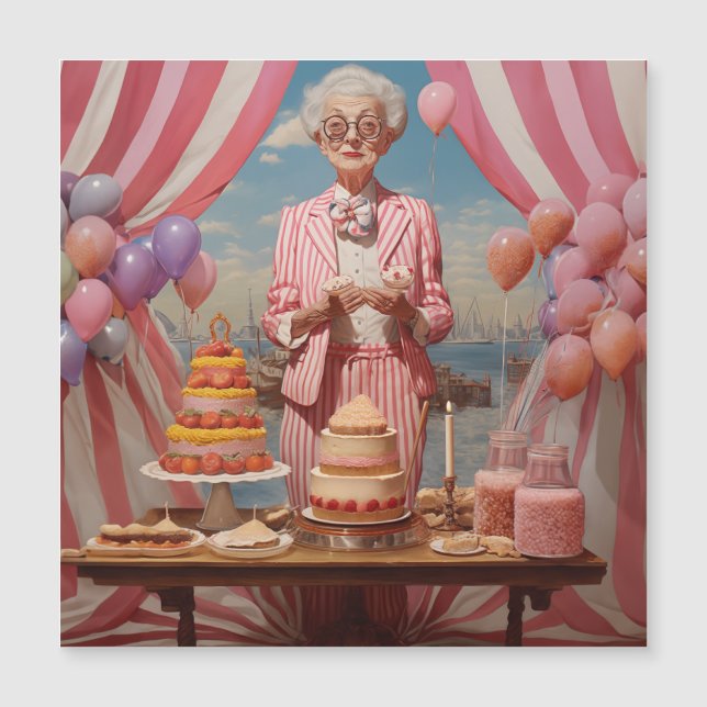 Pink Lady Birthday Party Magneteinladung (Vorderseite)