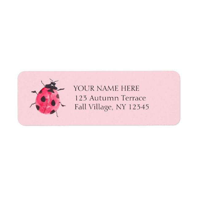 Pink Lady Bug Hand-Painted Return Address Labels (Vorne)