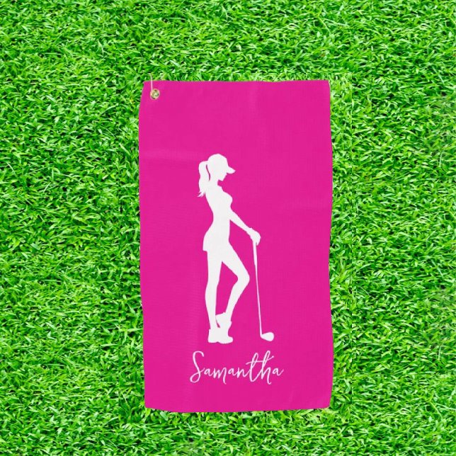 Pink Lady Monogram Golfhandtuch (Swing with Sophistication!)