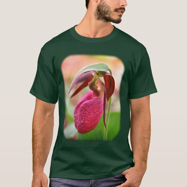 Pink Lady Slipper Floral Nature T-Shirt (Vorderseite)