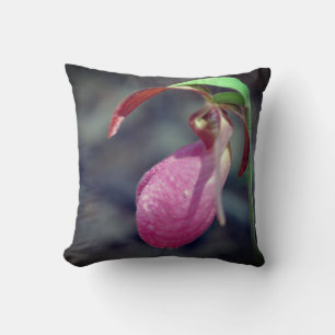 Pink Lady Slipper Orchid Raindrop Kissen