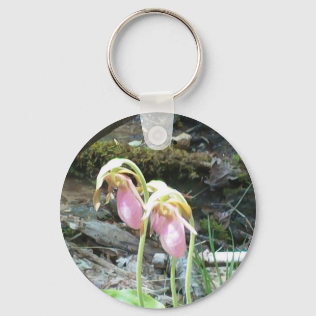 Pink Lady Slipper Orchid Schlüsselanhänger (Vorderseite)
