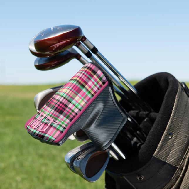 Pink Lady Slipper Wildblume Kariert Rosa und Schwa Golf Headcover (In Situ)
