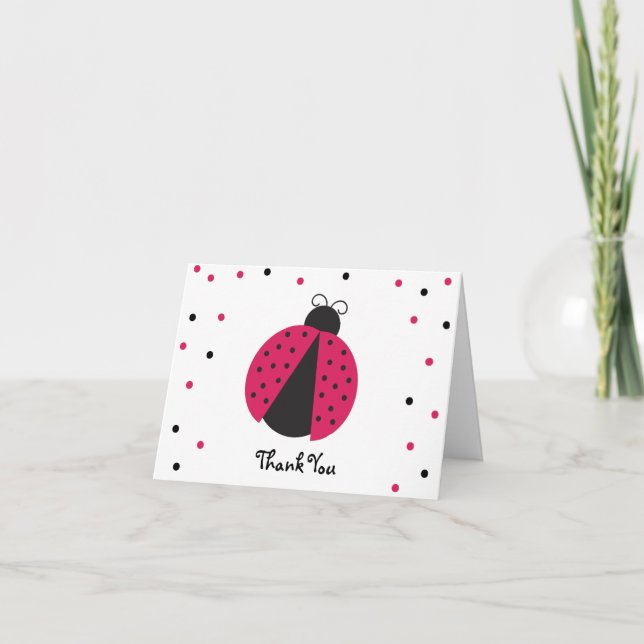 Pink Ladybug Baby Girl's Birthday Danke (Vorderseite)