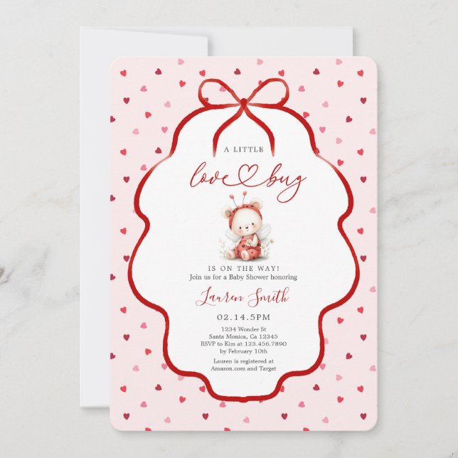 Pink ladybug Baby Shower Girl Einladung (Vorderseite)
