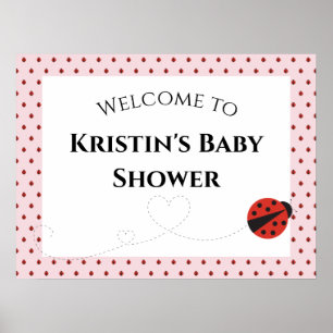 Pink Ladybug Babydusche Begrüßungszeichen Poster
