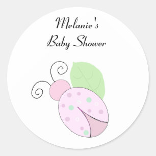 Pink Ladybug Babydusche Runder Aufkleber