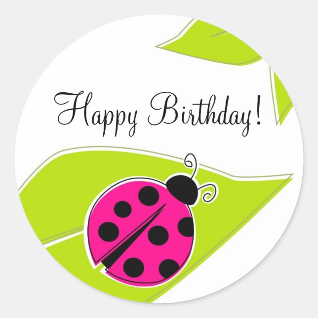 Pink Ladybug Cupcake Toppers Runder Aufkleber (Vorderseite)