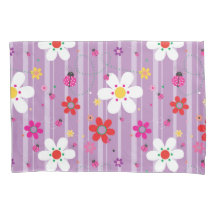 Pink Ladybug Floral Retro Illustration Muster