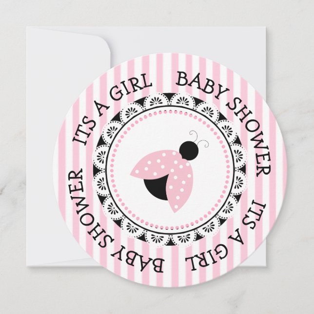 Pink Ladybug Girl's Baby Shower Einladungen (Vorderseite)